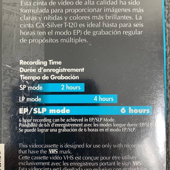 Maxell Videocassette VHS Tape GX-Silver High Quality T-120 6 Hour In EP Mode New - Picture 8 of 10